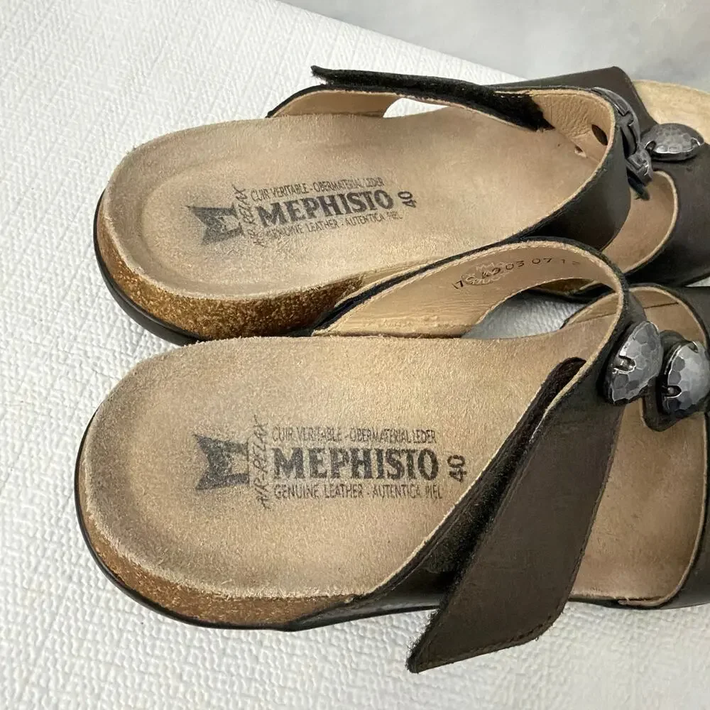 Mephisto Sandals Womens Size 10 Helisa Bronze Leather Slip On Comfort 40